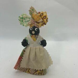 Handmade Folk Art Rag Doll 5 3/4"‎ Multicolor Patchwork Collectible Vintage
